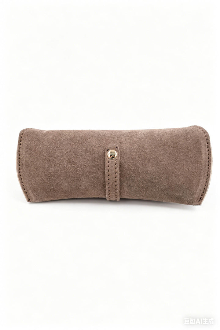 Étui à lunettes en cuir suédé - taupe