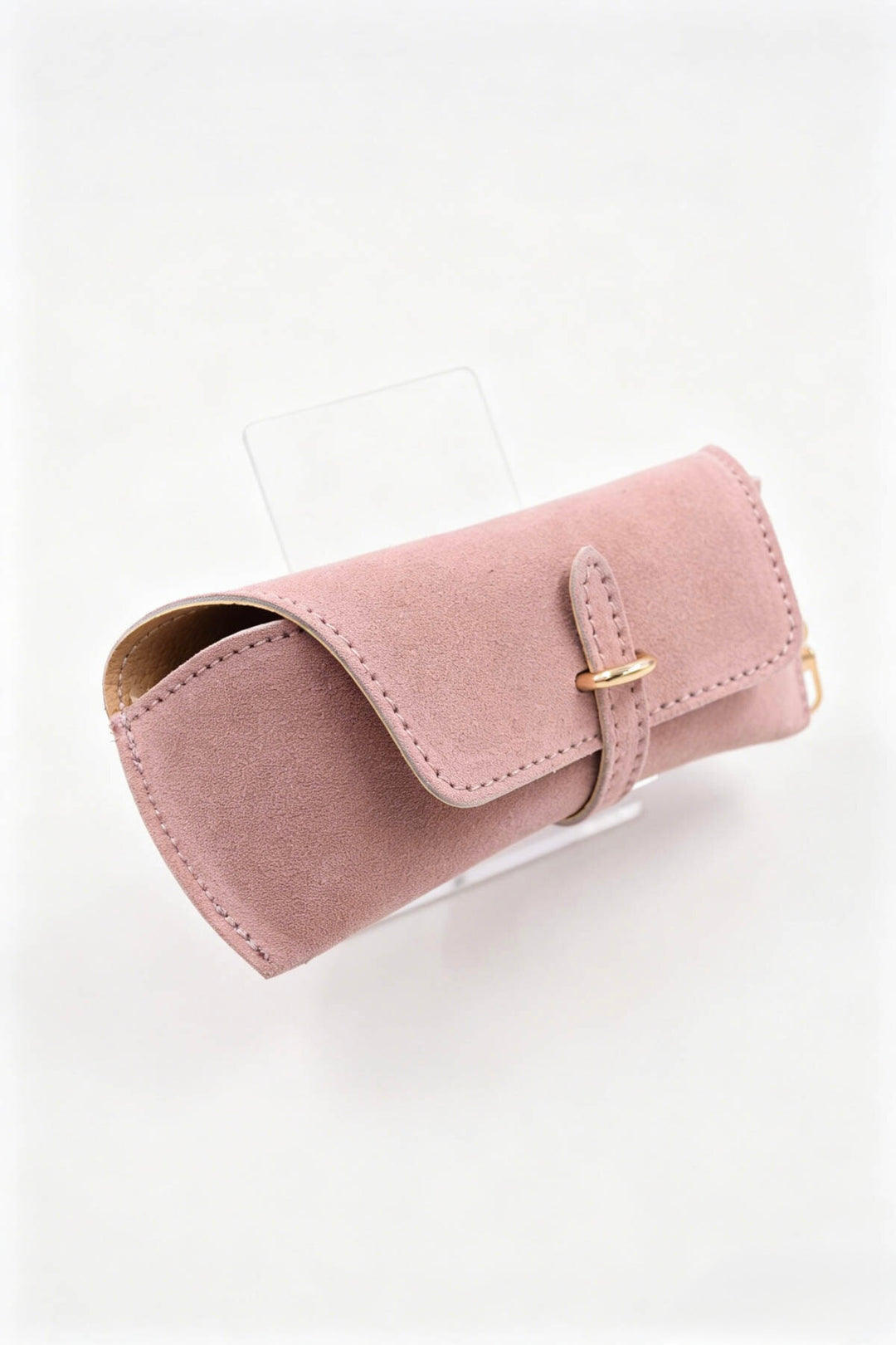 Étui à lunettes en cuir suédé - rose