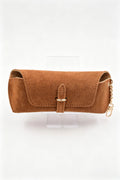 Étui à lunettes en cuir suédé - camel