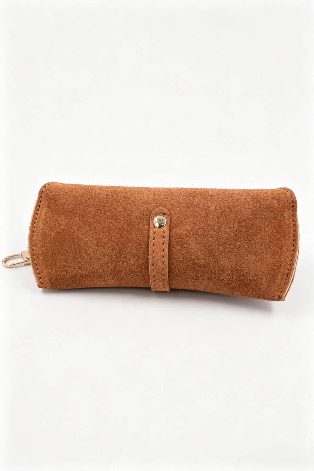 Étui à lunettes en cuir suédé - camel