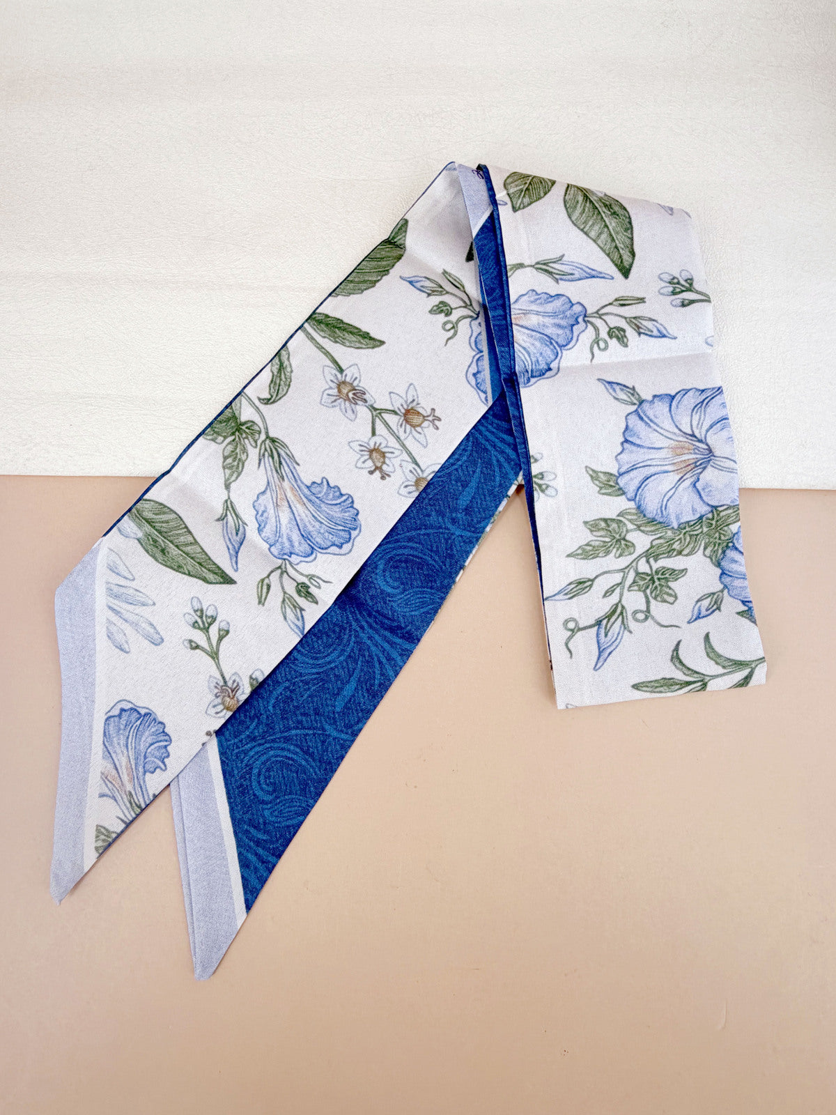 Foulard bandeau - floral bleu