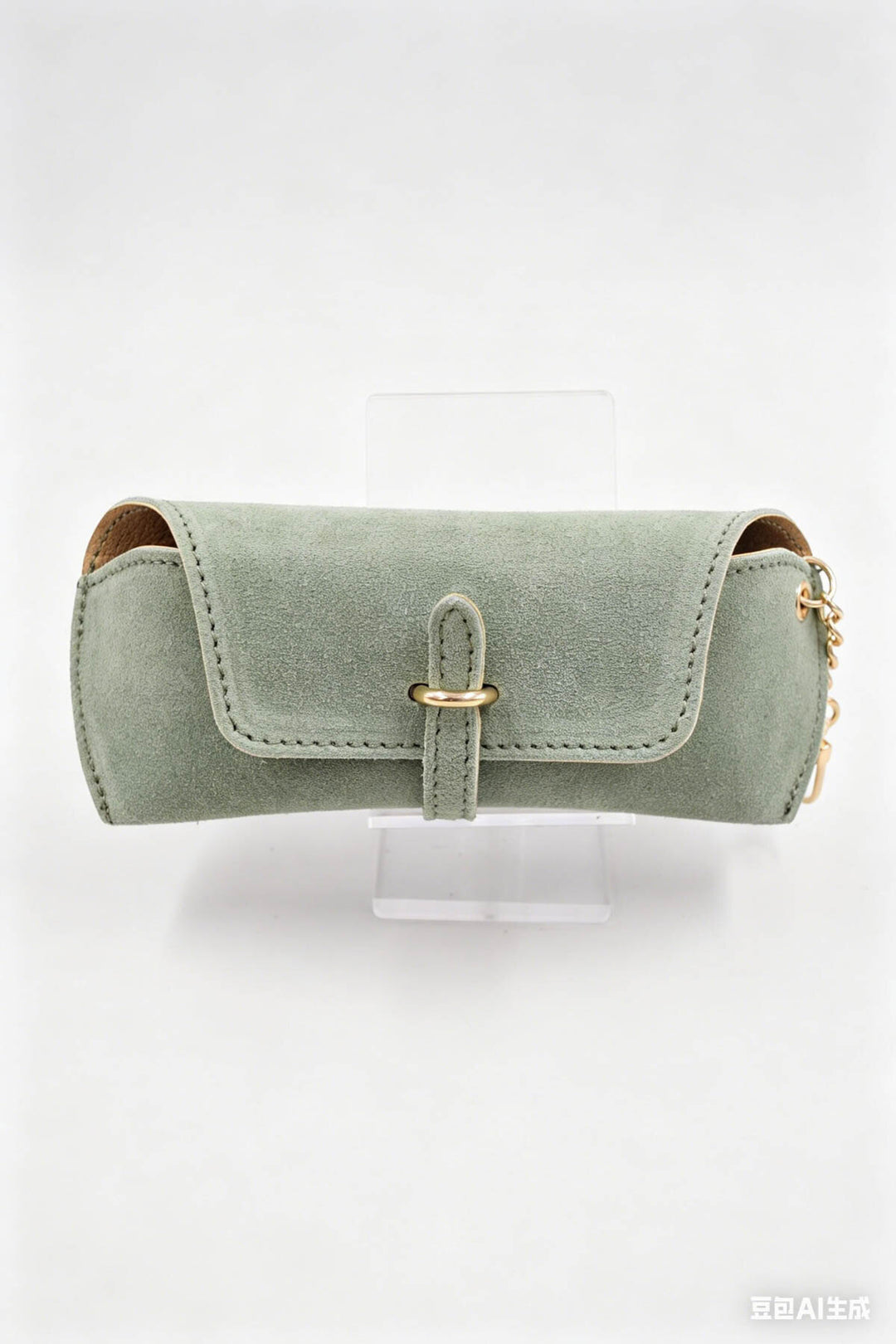 Étui à lunettes en cuir suédé - vert d’eau
