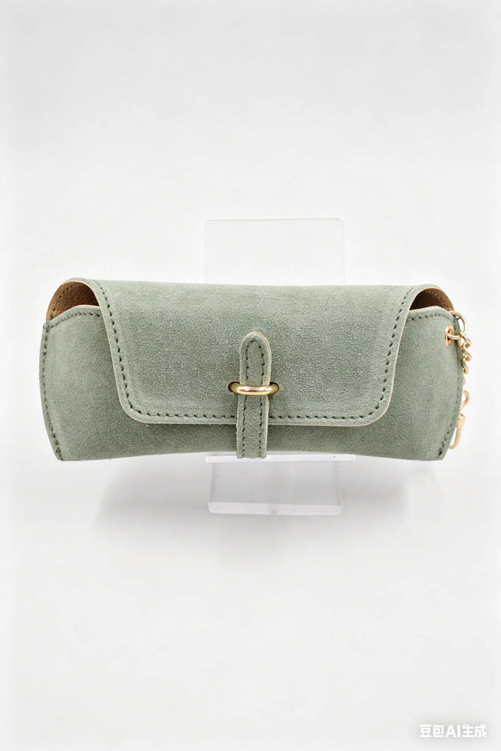 Étui à lunettes en cuir suédé - vert d’eau