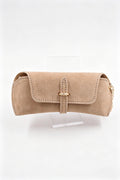 Étui à lunettes en cuir suédé - beige