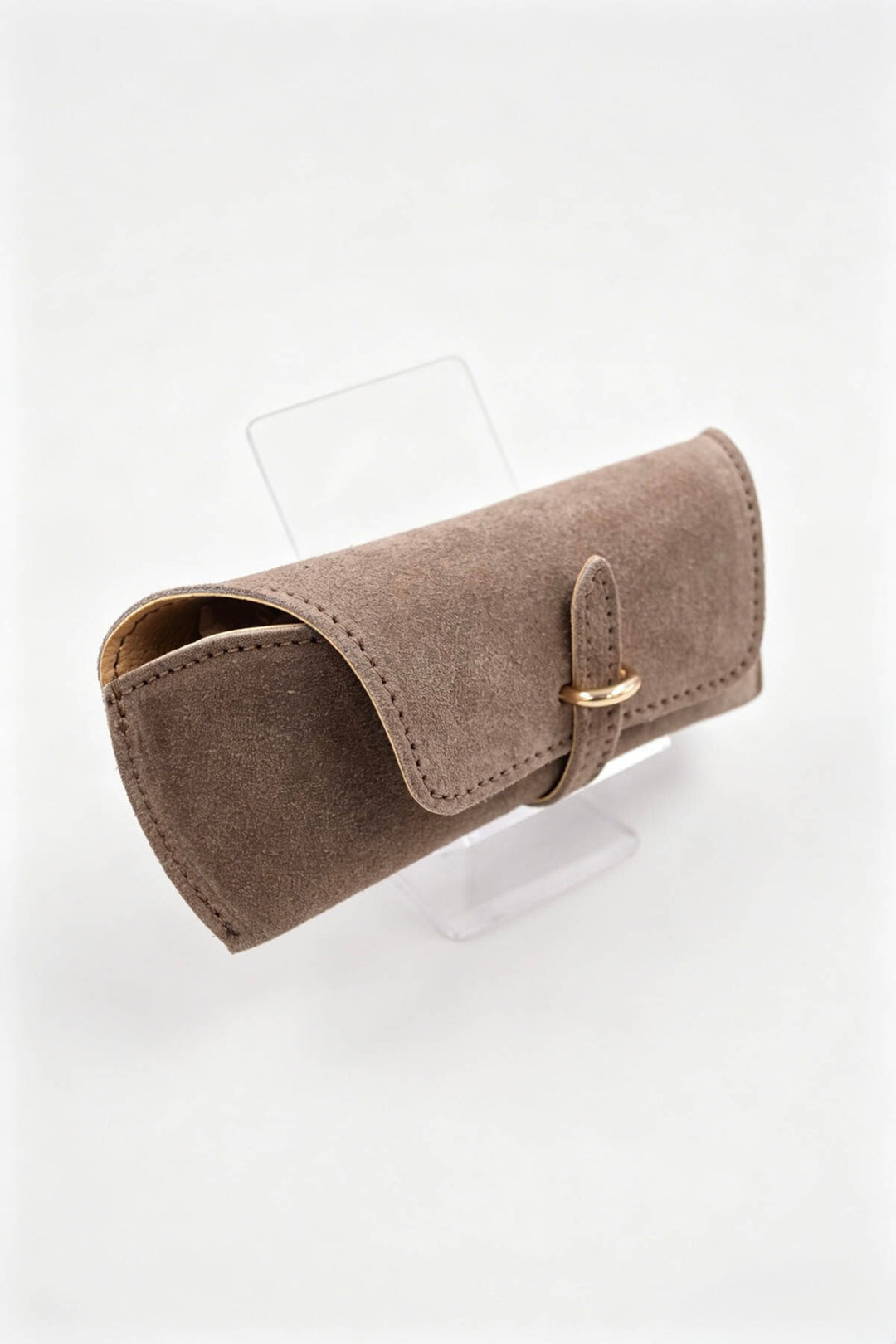 Étui à lunettes en cuir suédé - taupe
