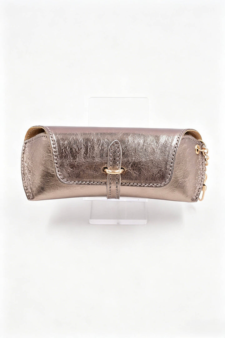 Étui à lunettes en cuir - bronze