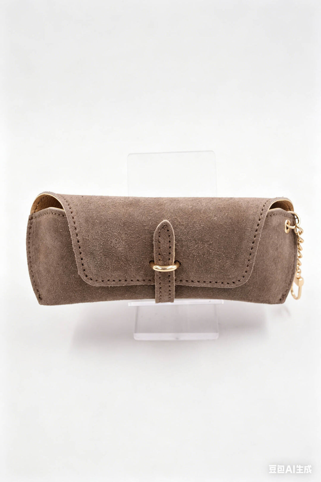 Étui à lunettes en cuir suédé - taupe