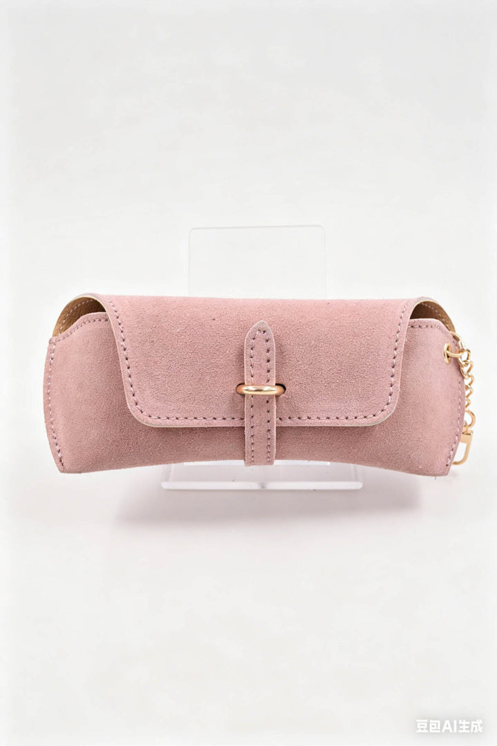 Étui à lunettes en cuir suédé - rose
