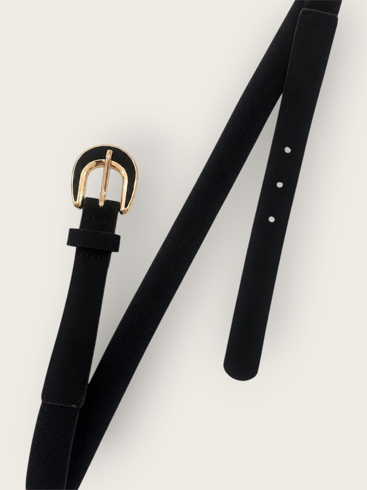Ceinture élastique effet daim et boucle dorée