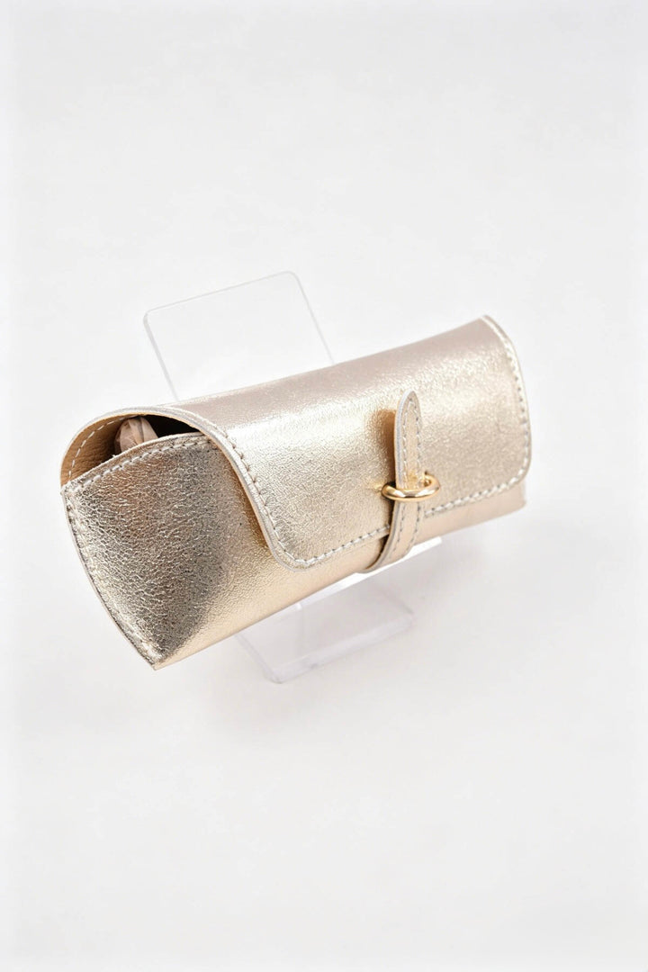 Étui à lunettes en cuir - doré