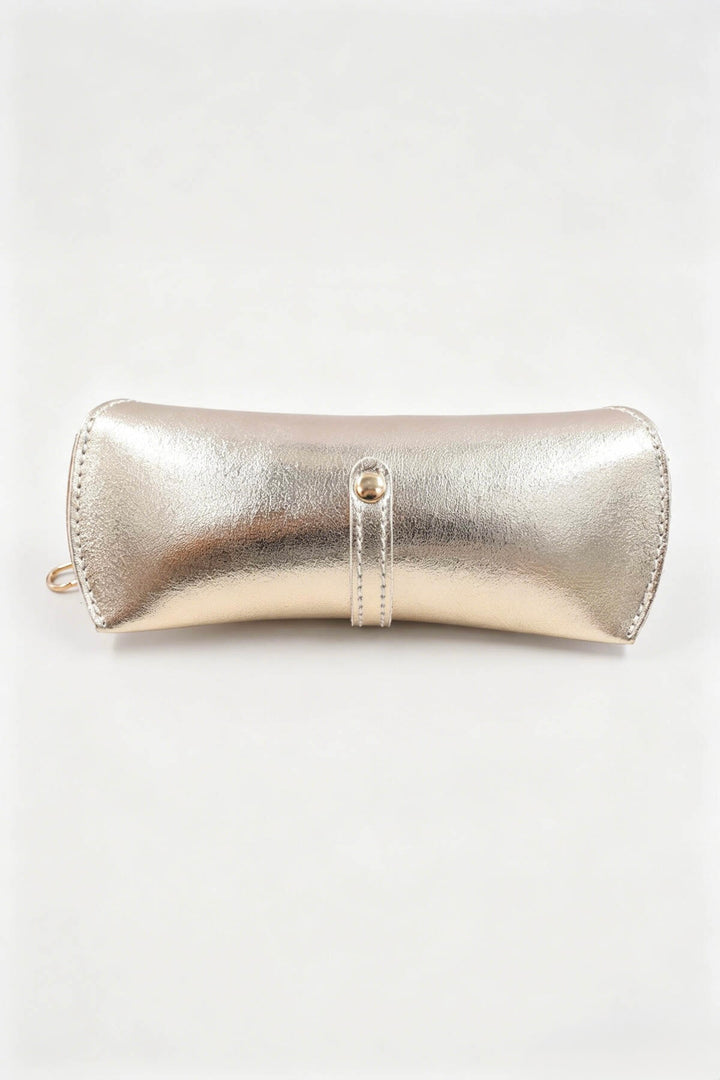 Étui à lunettes en cuir - doré