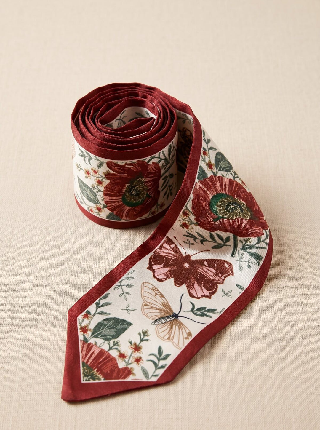 Foulard bandeau - coquelicot papillons