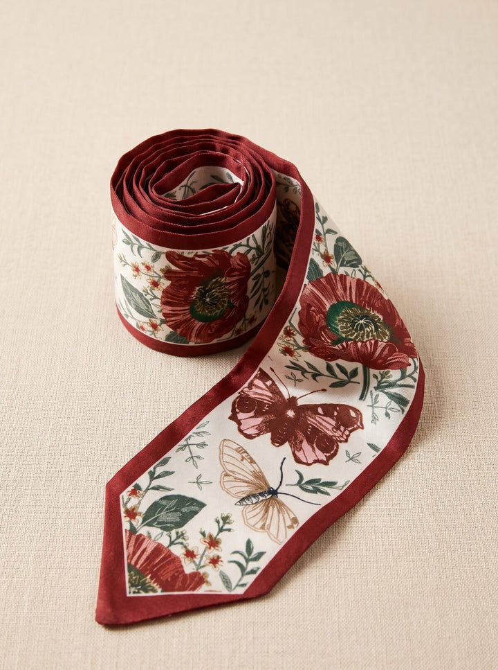 Foulard bandeau - coquelicot papillons