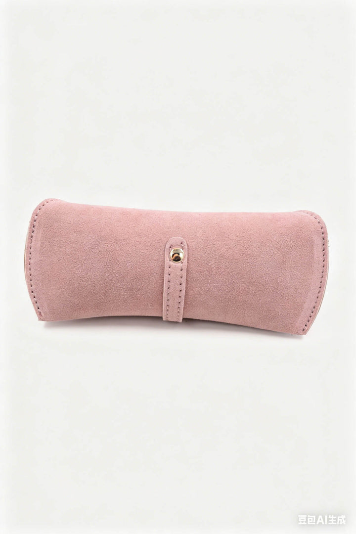 Étui à lunettes en cuir suédé - rose