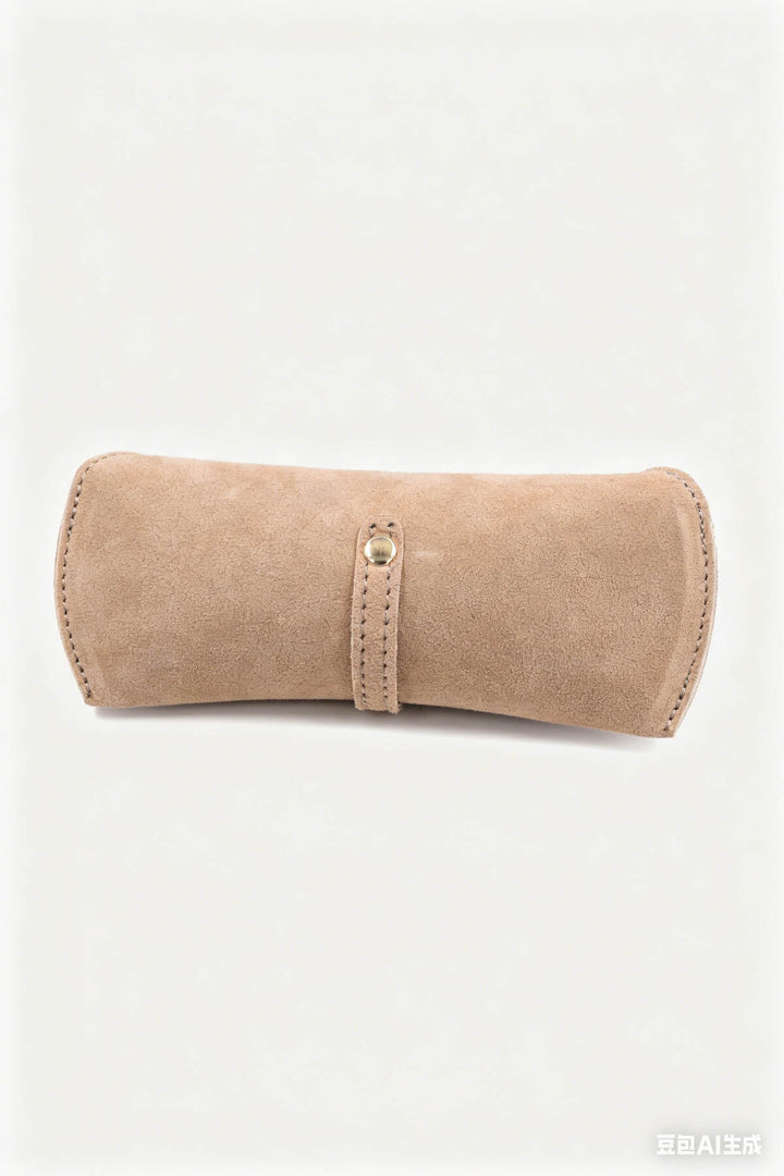 Étui à lunettes en cuir suédé - beige