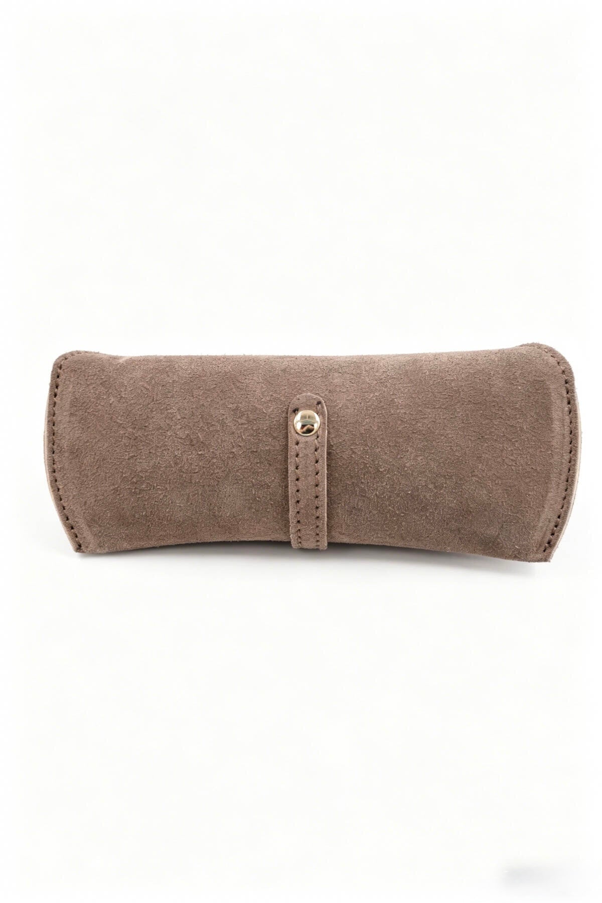 Étui à lunettes en cuir suédé - taupe