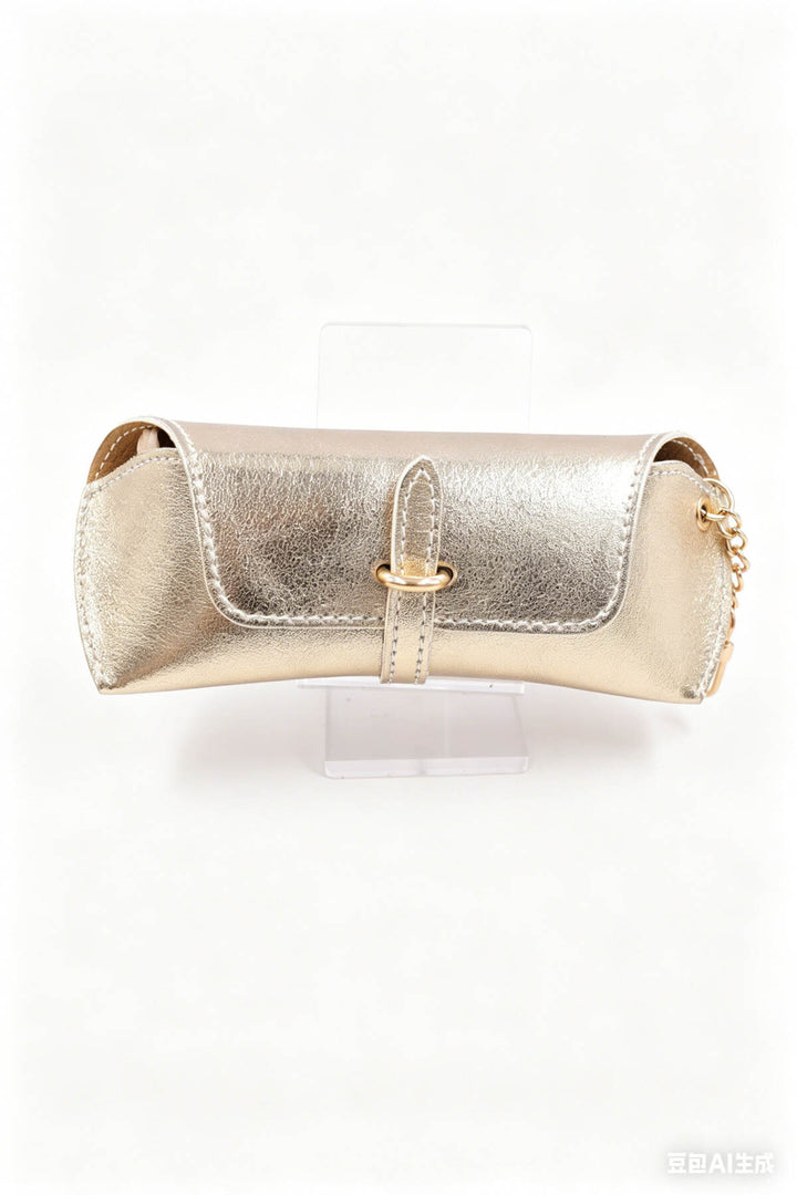 Étui à lunettes en cuir - doré