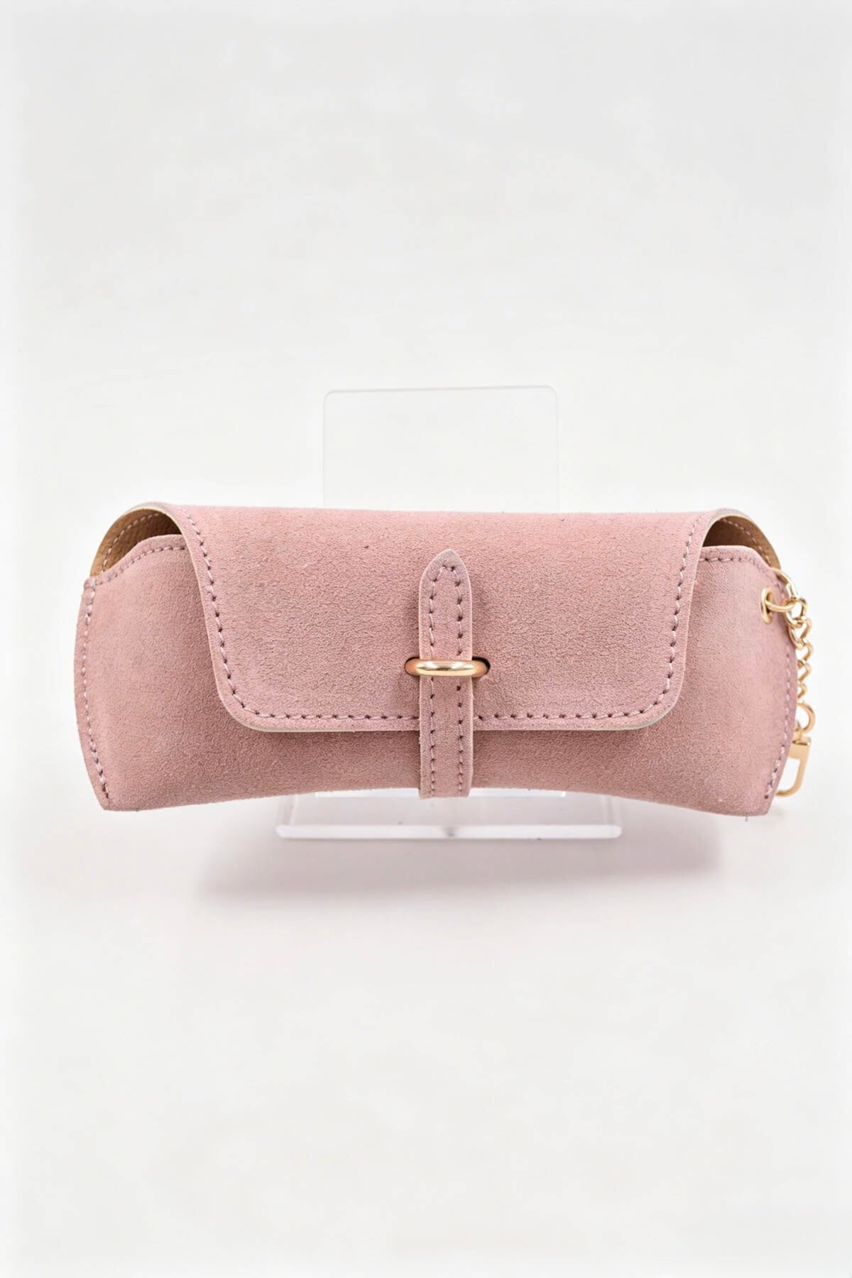 Étui à lunettes en cuir suédé - rose