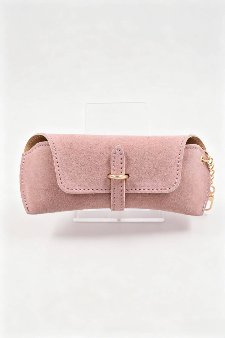 Étui à lunettes en cuir suédé - rose