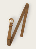Ceinture élastique effet daim et boucle dorée - camel