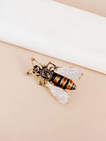 Broche abeille émaillée noire et marron