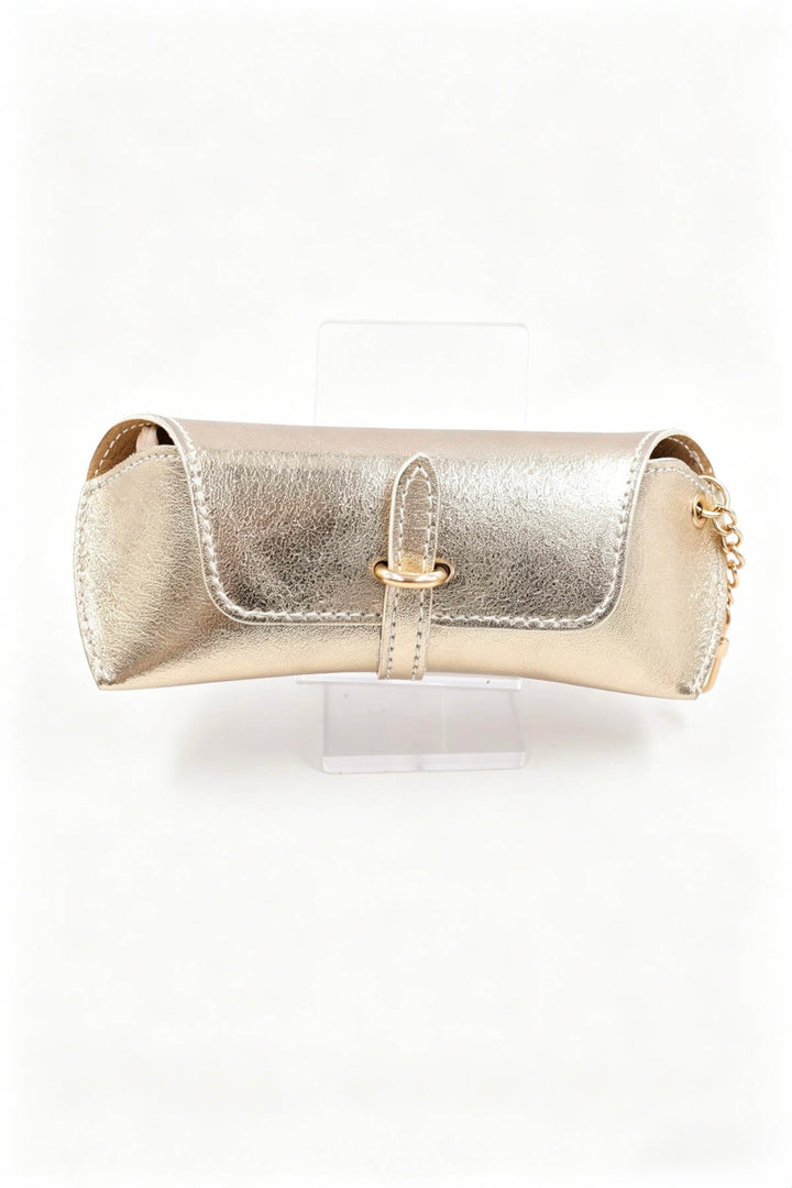 Étui à lunettes en cuir - doré