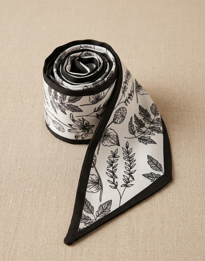Foulard bandeau - botanique noir