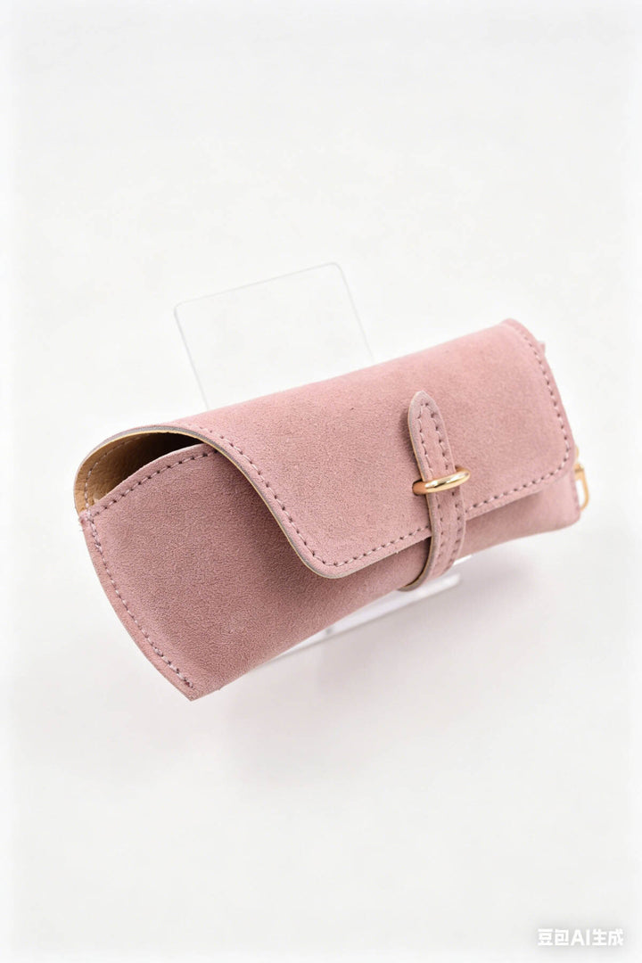 Étui à lunettes en cuir suédé - rose