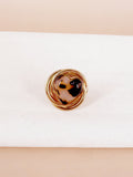 Bague cœur tacheté et spirale dorée