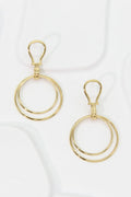 Boucles d'oreilles pendantes dorées double anneau et attache goutte