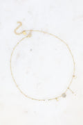 Collier chaîne dorée pampilles étoiles oxydes de zirconium et perles d'eau douce