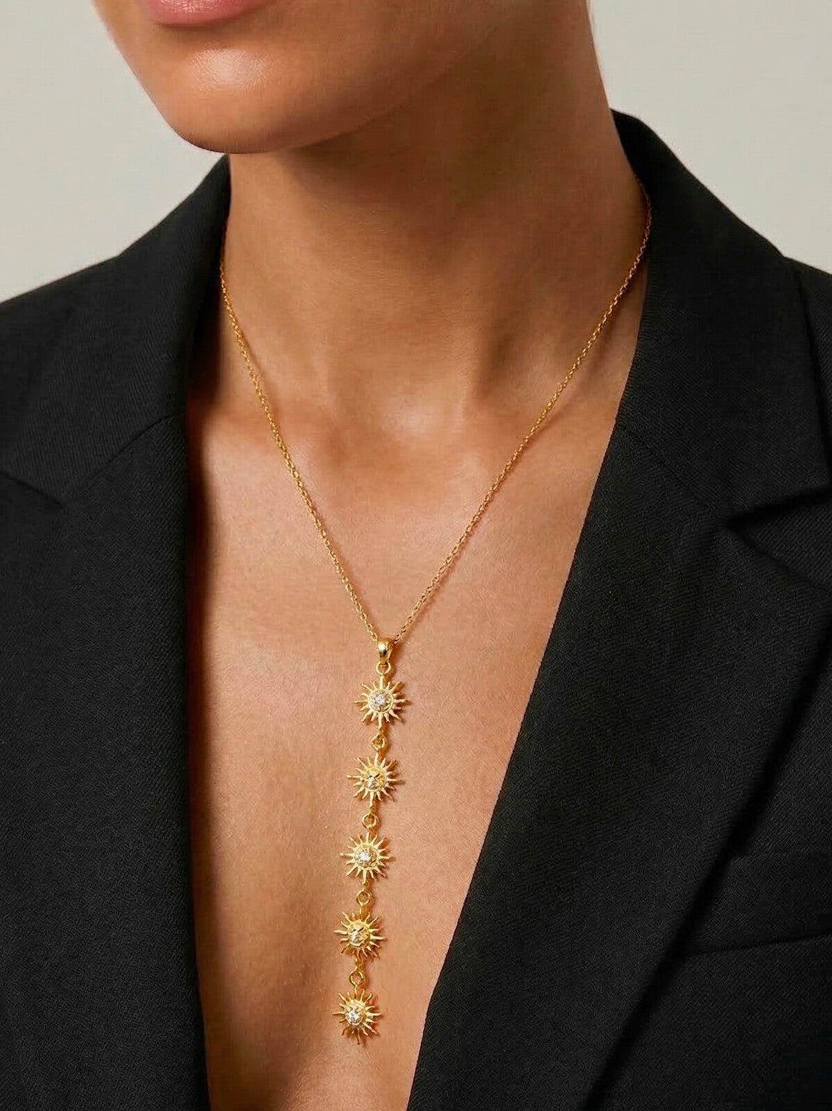 Collier Y soleils strass doré