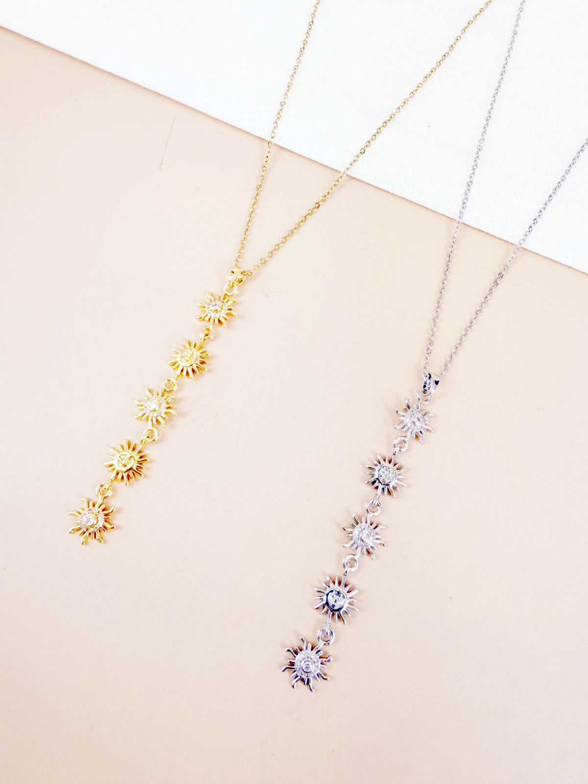 Collier Y soleils strass doré