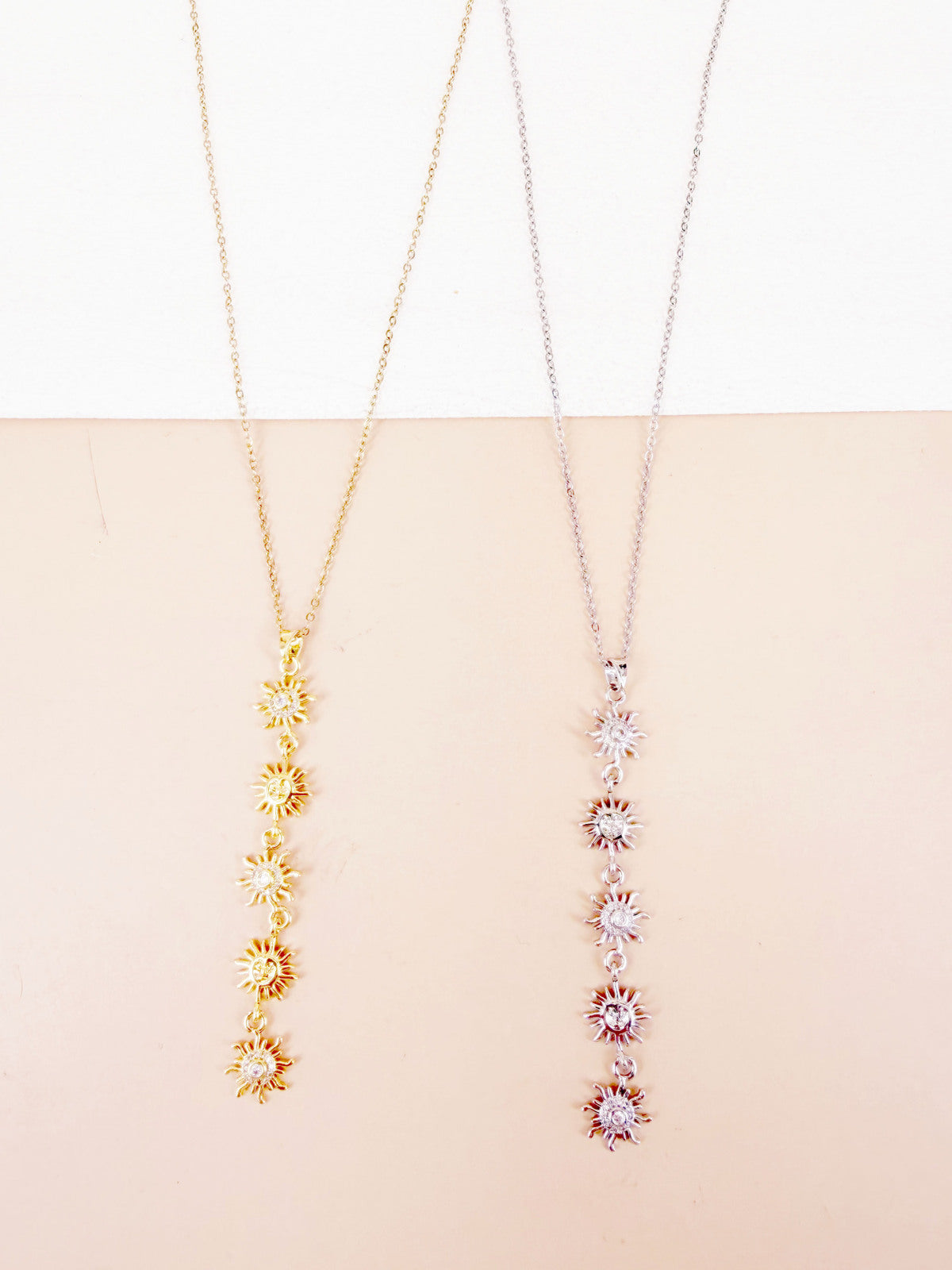 Collier Y soleils strass doré
