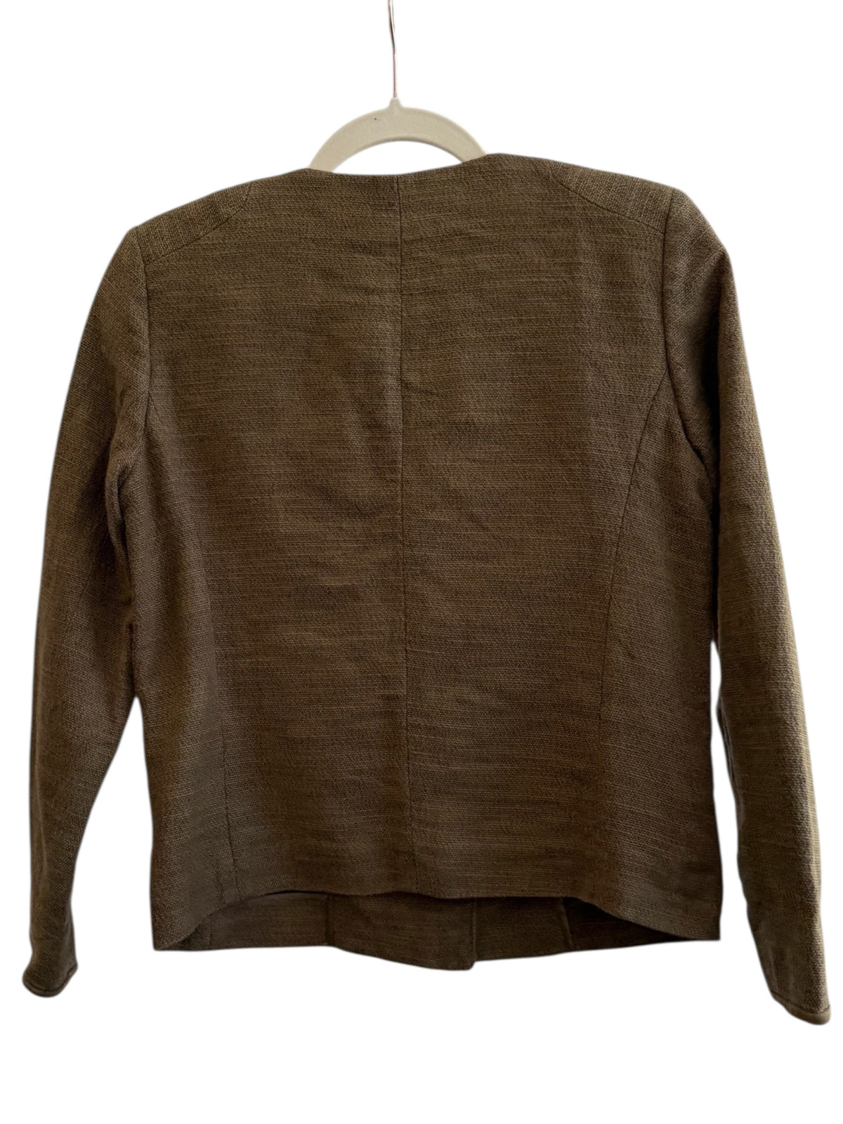 Massimo Dutti brown textured short jacket with zip closure and round neck. Size 36.