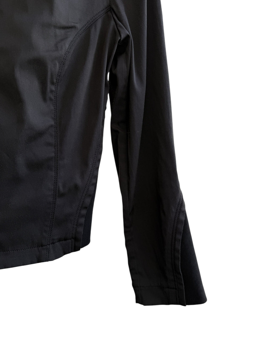 ReTrend black Trussardi Jeans fitted jacket with zip closure and classic collar, size M.