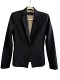 ReTrend black Zara blazer, size M, with tailored collar, single button closure, and beige lining.