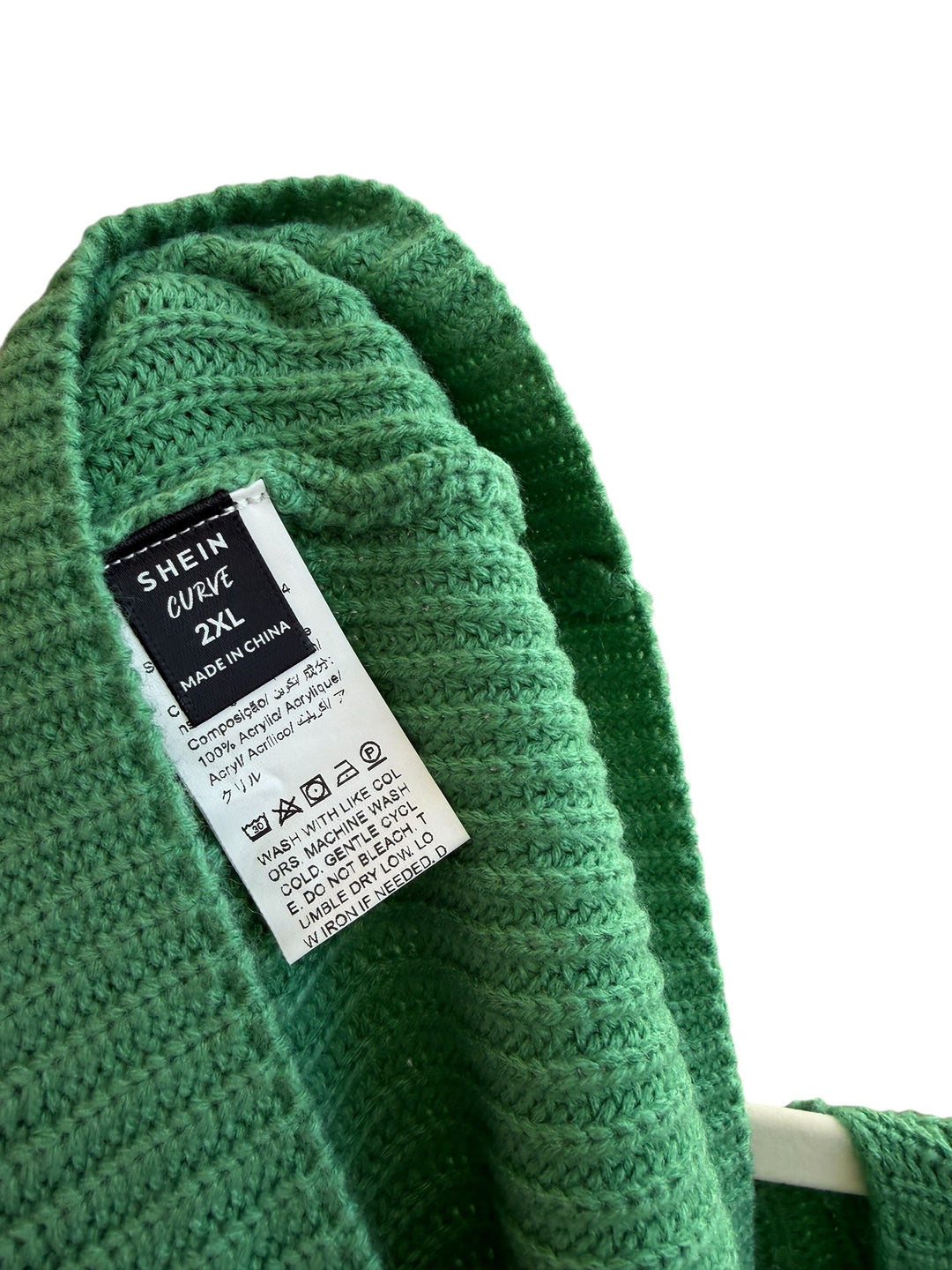 ReTrend green knit V-neck midi dress with short sleeves and textured knit detail, size XL.