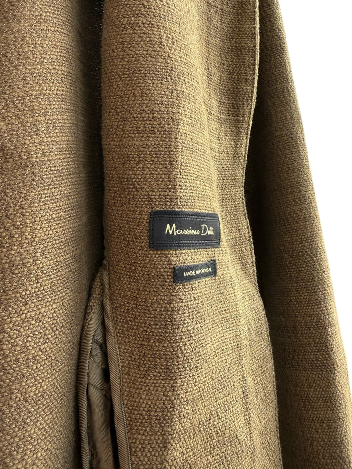 Massimo Dutti brown textured short jacket with zip closure and round neck, size 36.