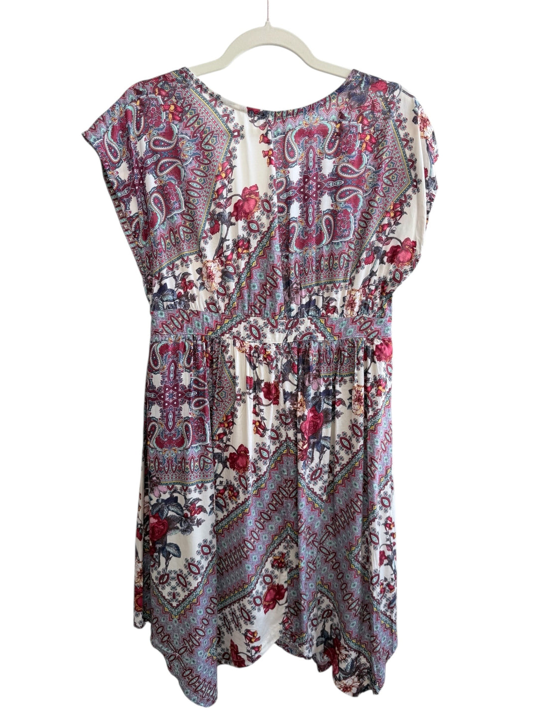 ReTrend Promod size M bohemian floral print wrap dress with short sleeves and a tie waist.