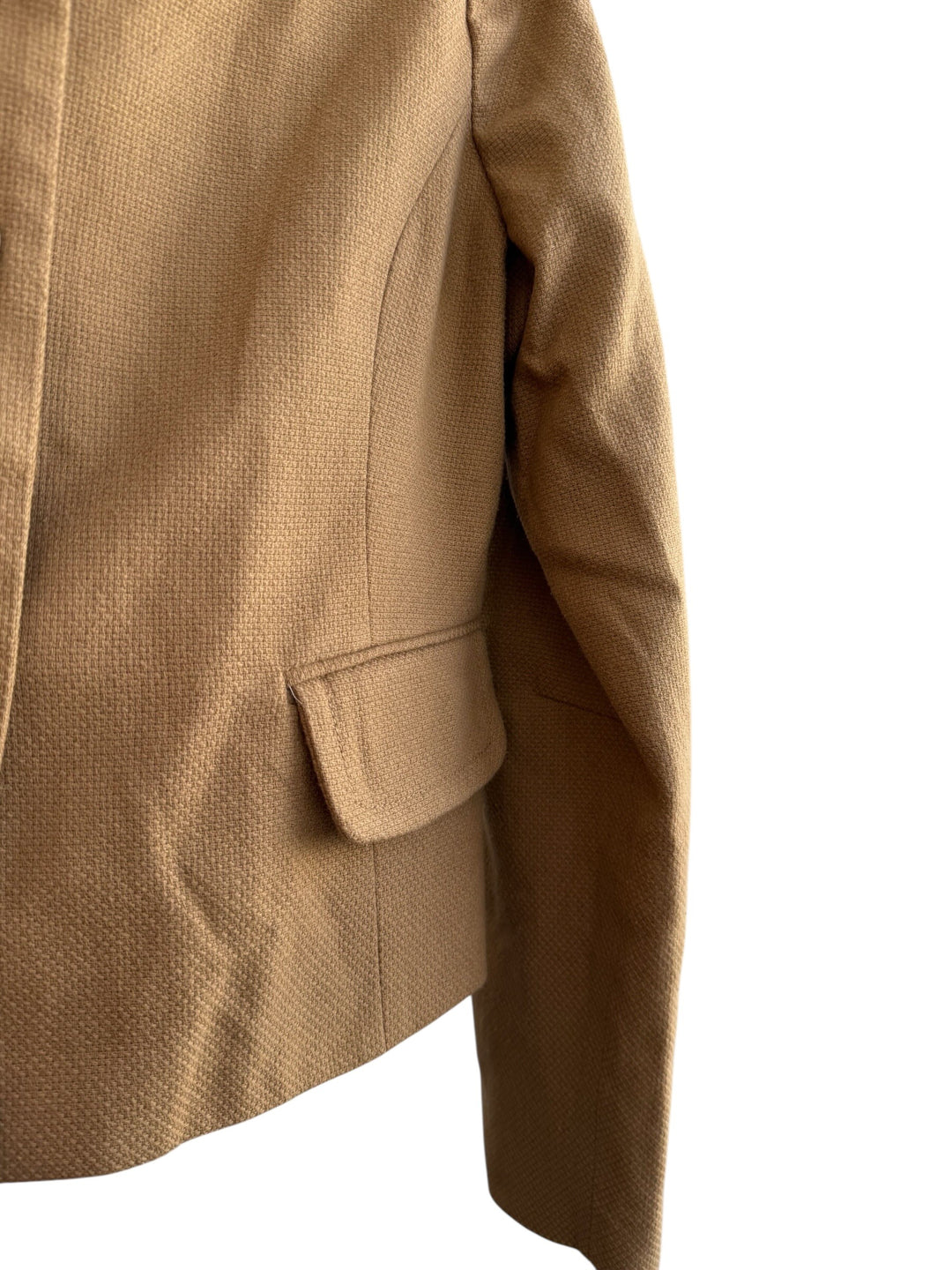 ReTrend camel textured blazer with flap pockets and button closure, size 40/42.