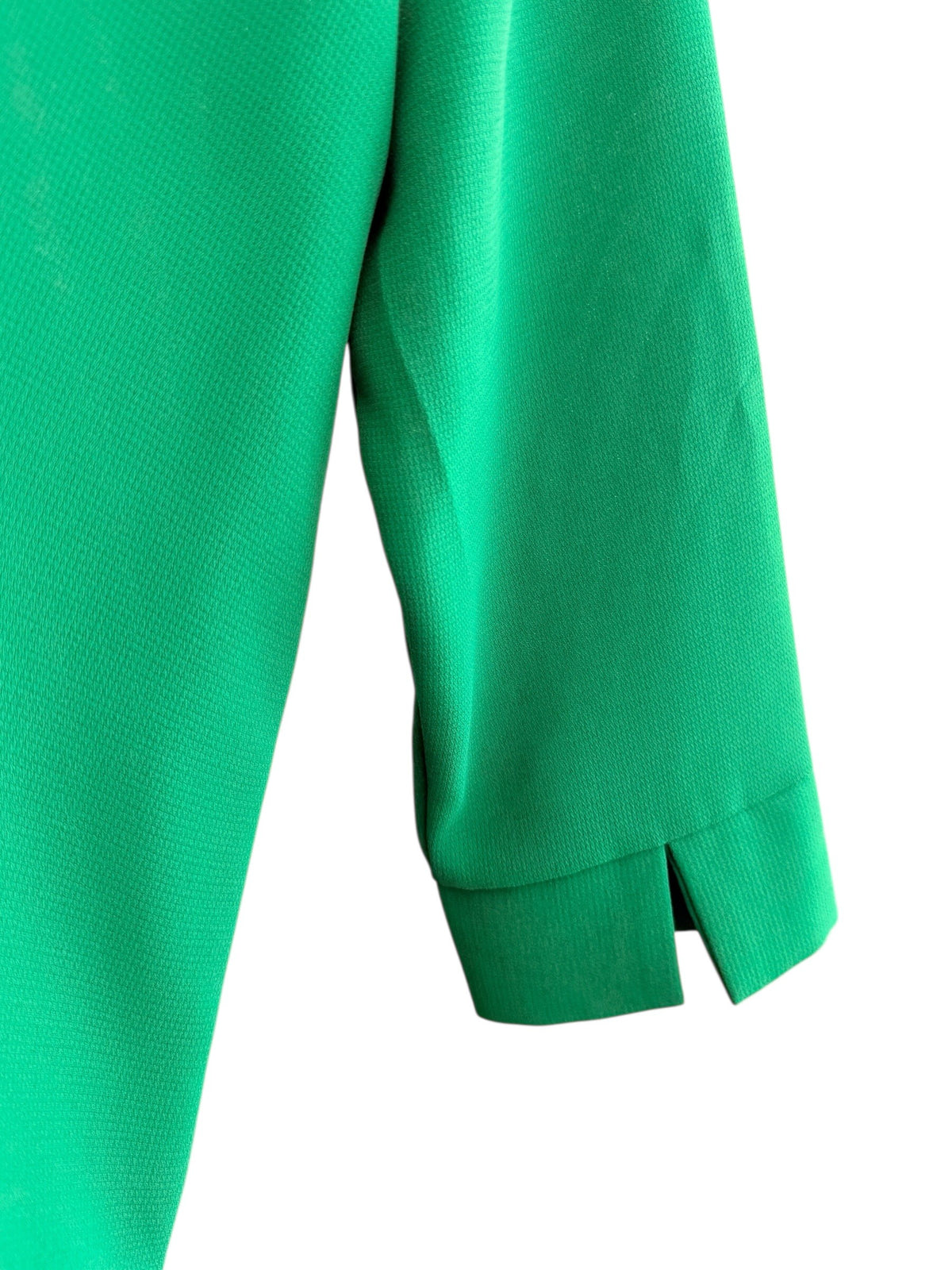 ReTrend green Zara midi dress with 3/4 sleeves and decorative front buttons, size L.