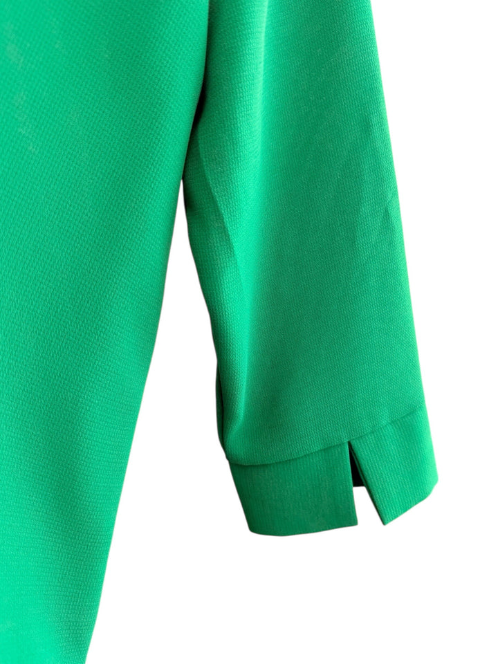 ReTrend green Zara midi dress with 3/4 sleeves and decorative front buttons, size L.