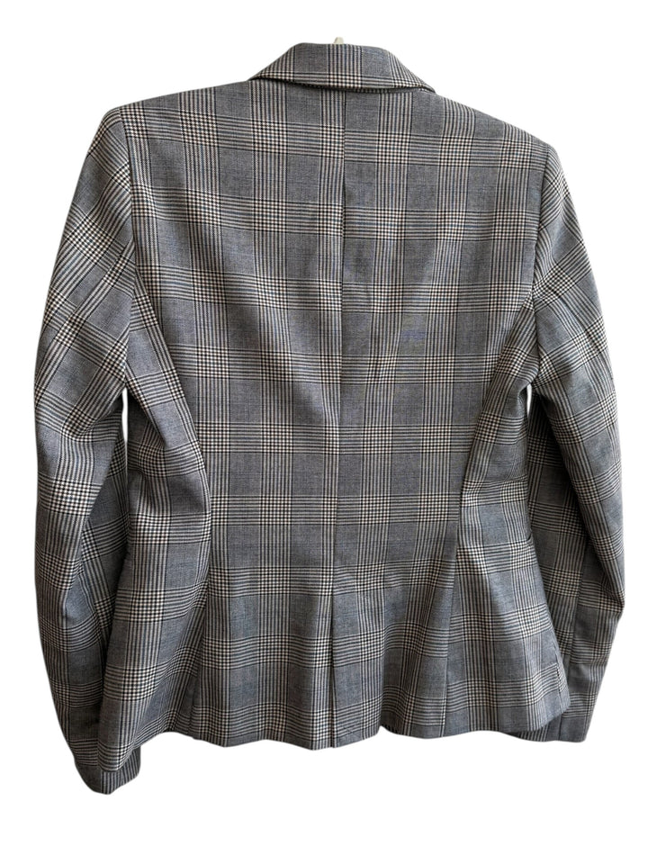 ReTrend grey and beige Prince of Wales check blazer, size M, with a structured fit and classic lapels.