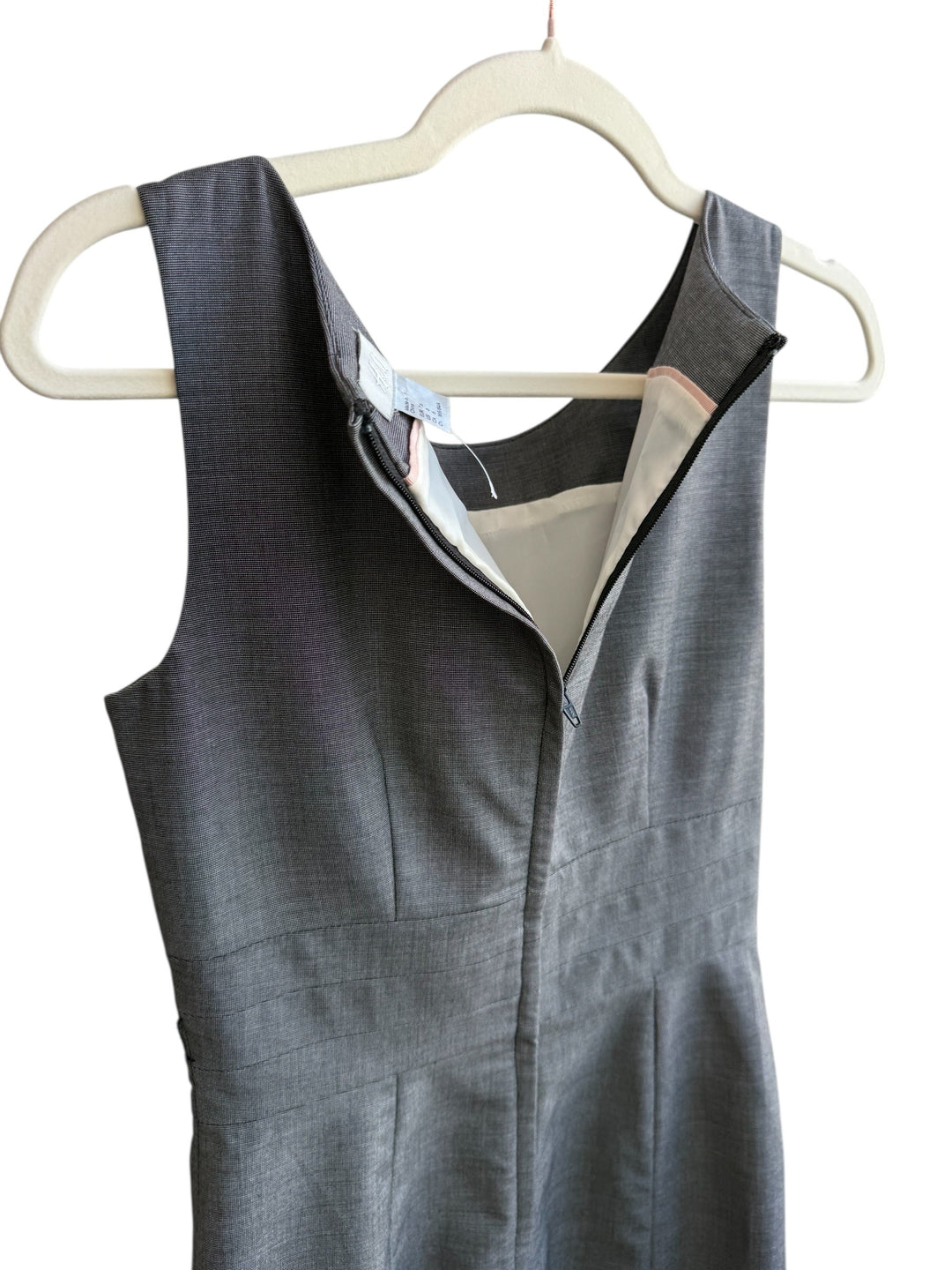 ReTrend grey marl tailored sheath dress size 36, sleeveless, zip back, ideal for office wear.