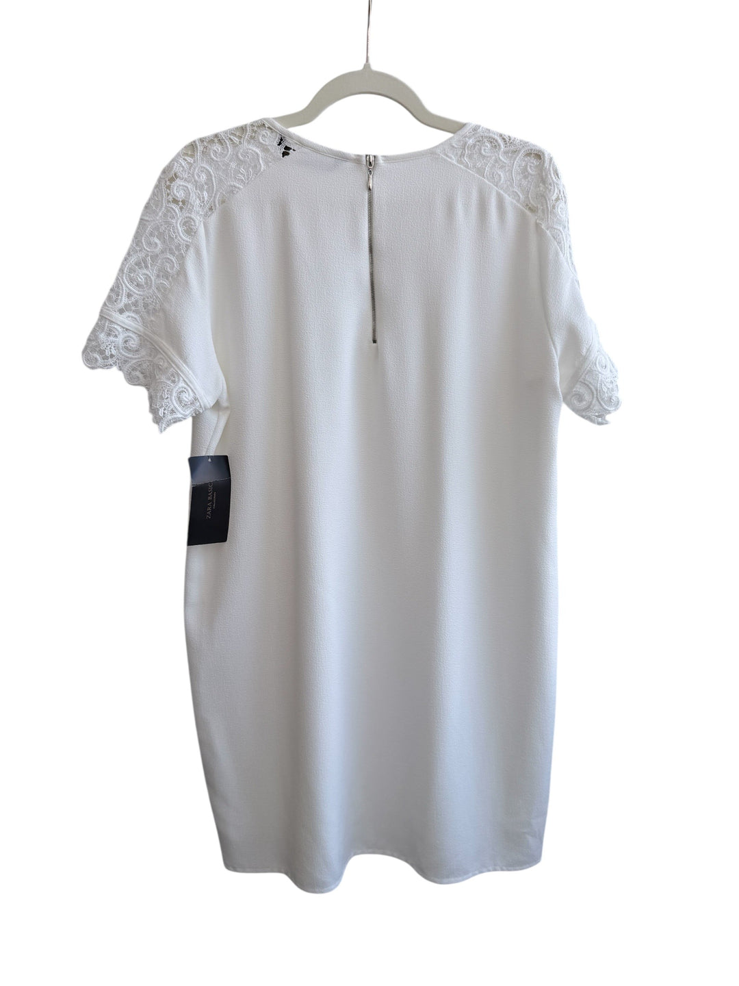 ReTrend white Zara dress size XL with lace sleeves and zip back, ideal for spring/summer.