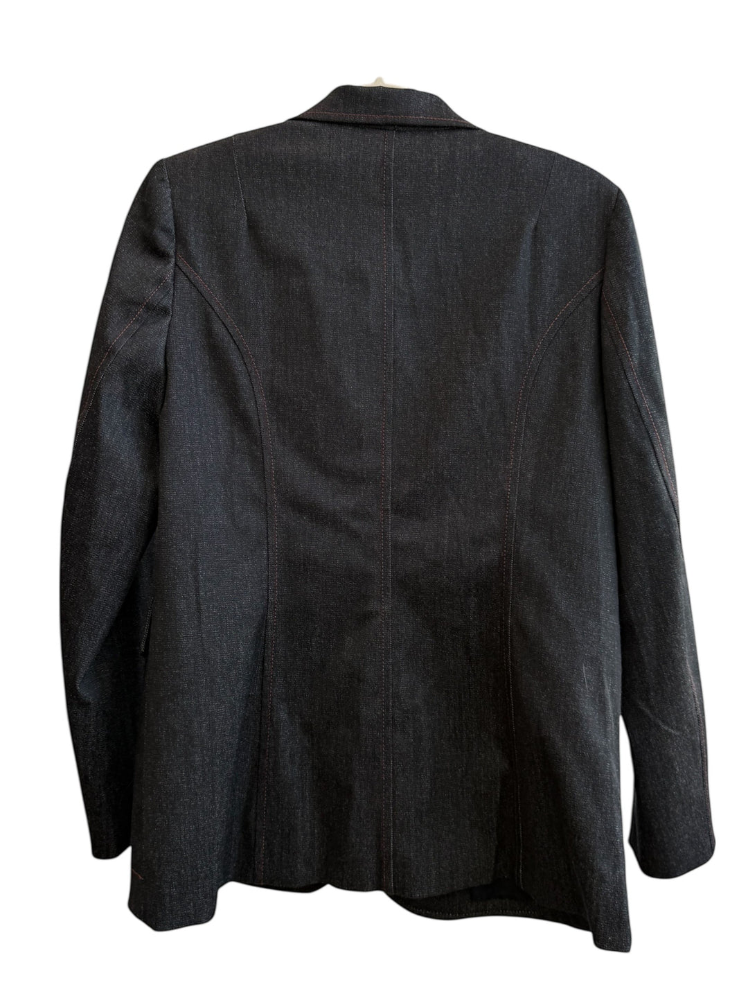 Retrend Yugane black blazer with red contrast stitching, tailored collar, and fitted cut. Size 40.