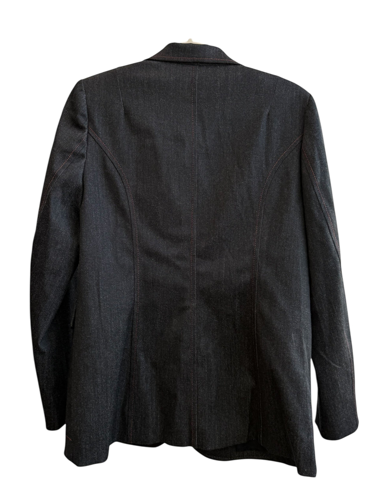 Retrend Yugane black blazer with red contrast stitching, tailored collar, and fitted cut. Size 40.